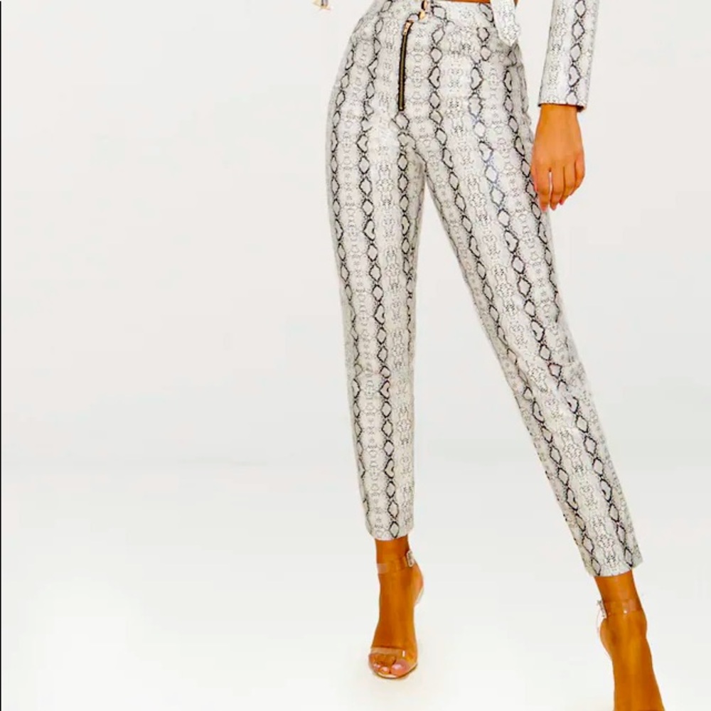 Grey Front Zip Snake Print Trouser NEW!